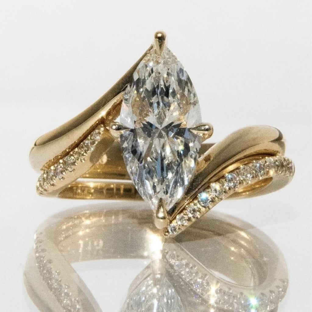 3ct Marquise Cut Moissanite Ring S925 Sterling Silver- Elegant Classic Design