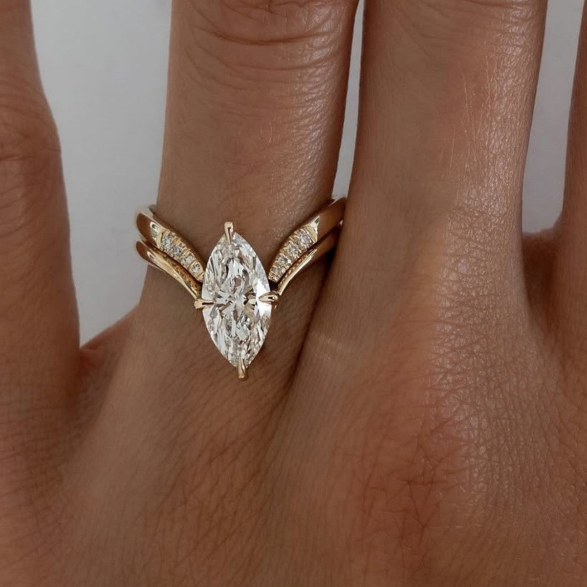 Marquise Moissanite Simple Ins Style Inlay Row Ring