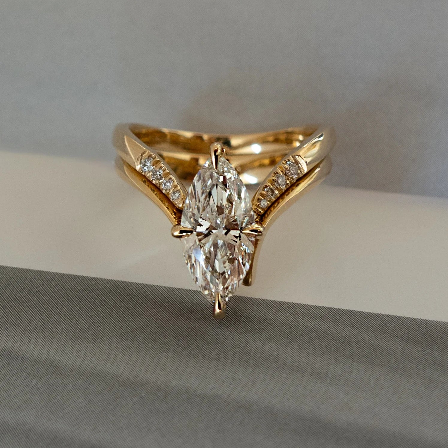 Marquise Moissanite Simple Ins Style Inlay Row Ring