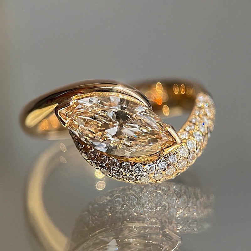 1.92ct CHAMPAGNE-YELLOW Lab Grown Diamond Marquise Rapture Ring